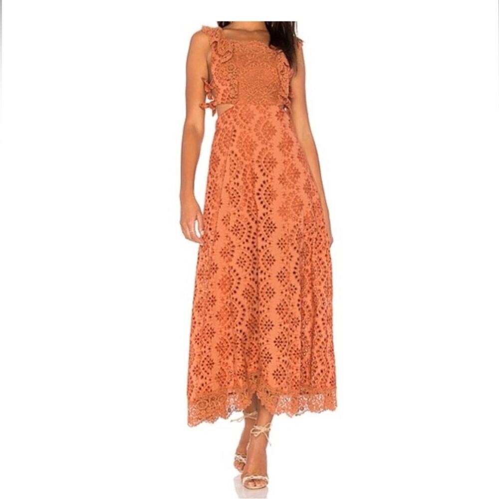 Nightcap x Carisa Rene Aimee Eyelet Copper Maxi Dress, EUC, Size XS MSRP $396 - Picture 4 of 15
